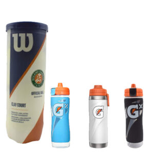Promoción: 2 tarros pelotas Wilson Roland Garros + 1 Termo Gatorade de 30 oz