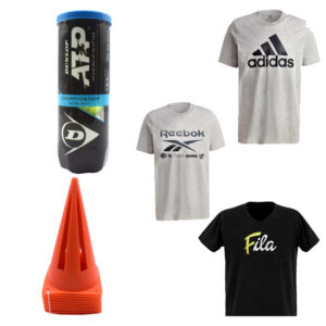 Promoción: Camiseta Reebok-Fila-Adidas+Juego de Conos Athletic + 1 Tarro de Pelotas Dunlop